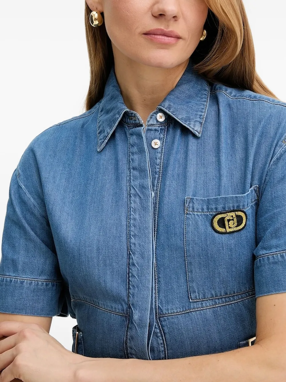 LIU JO Mini-blousejurk met ceintuur Blauw