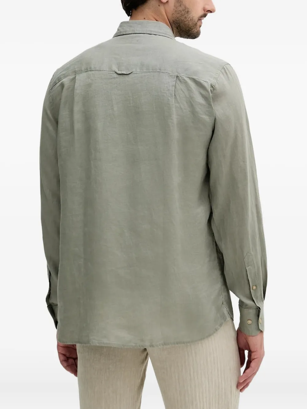 LIU JO leaf-print collar linen shirt - Groen