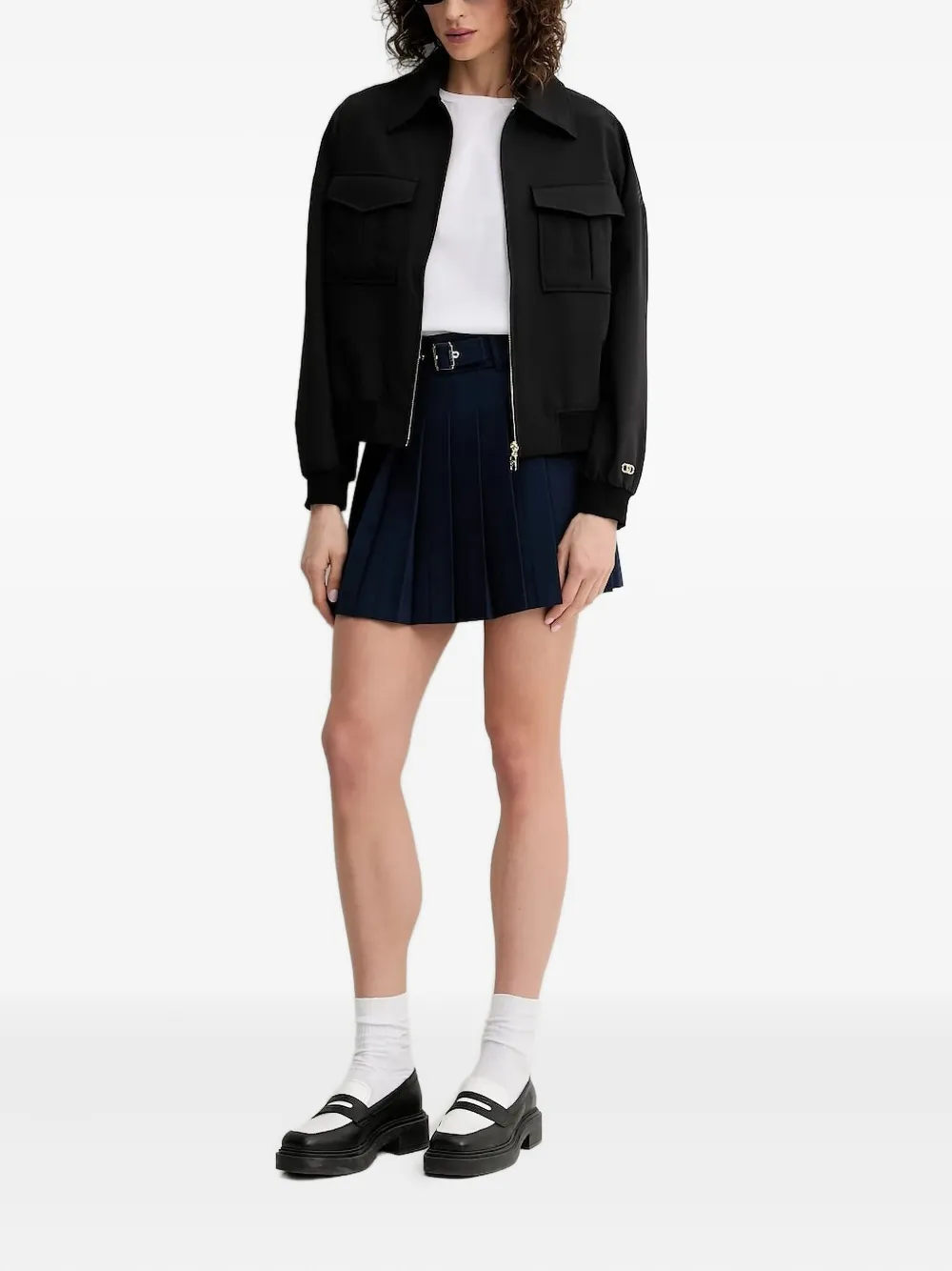 LIU JO Mini-plooirok met ceintuur - Blauw