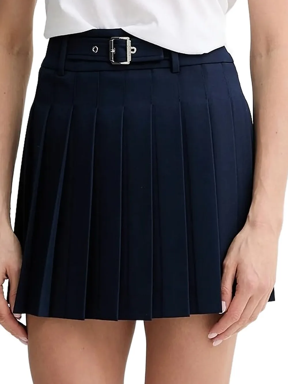 Liu •jo Belted Mini Pleated Skirt In Blue