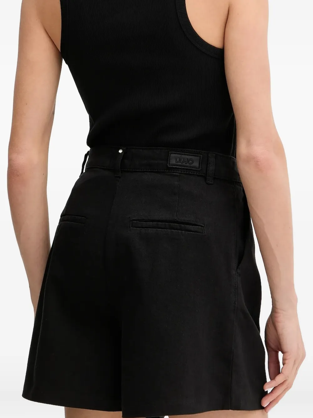 Liu •jo Pleated High-waisted Shorts In Black