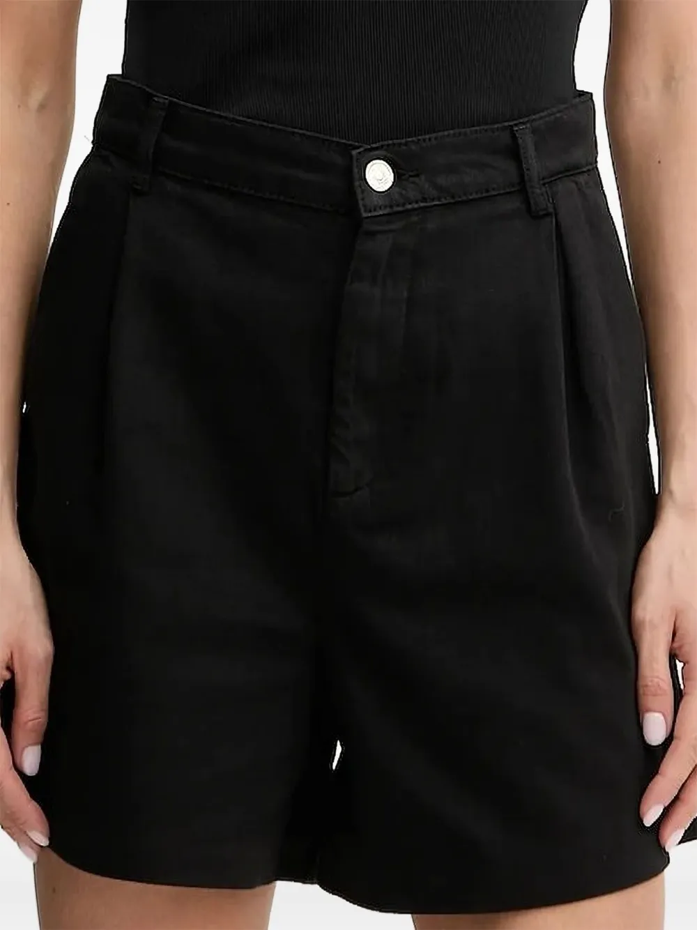 Liu •jo Pleated High-waisted Shorts In Black