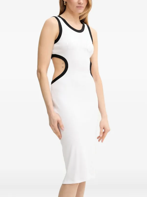 strapless open back dress SANDRO Rib knitted Midi dress in green for women