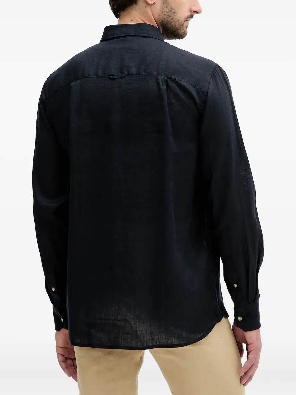 LIU JO linen leaf-print collar shirt - Zwart