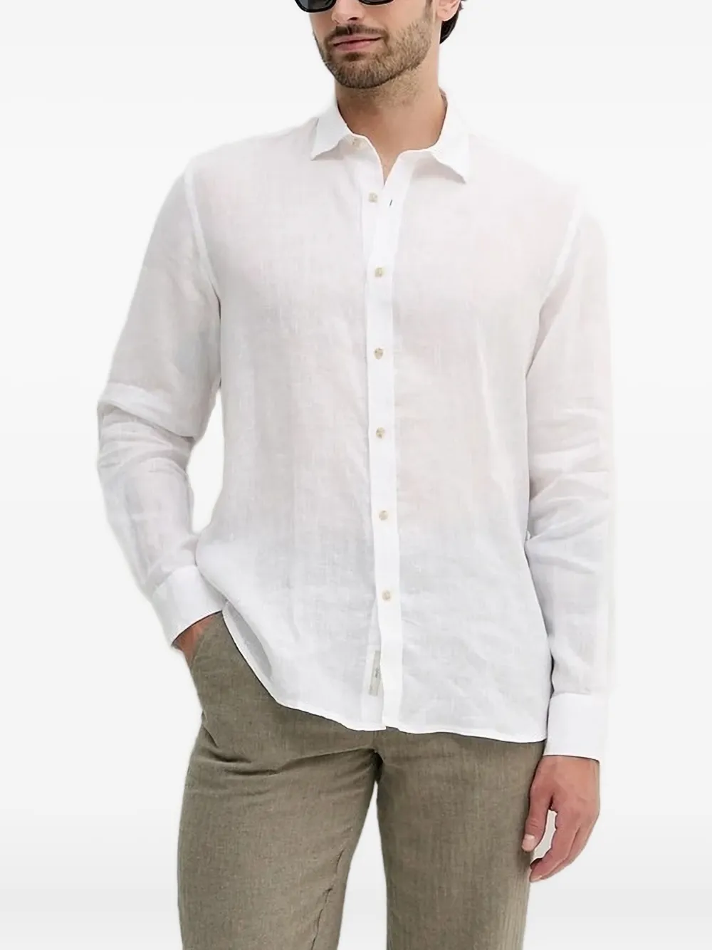 LIU JO long-sleeve linen shirt Wit