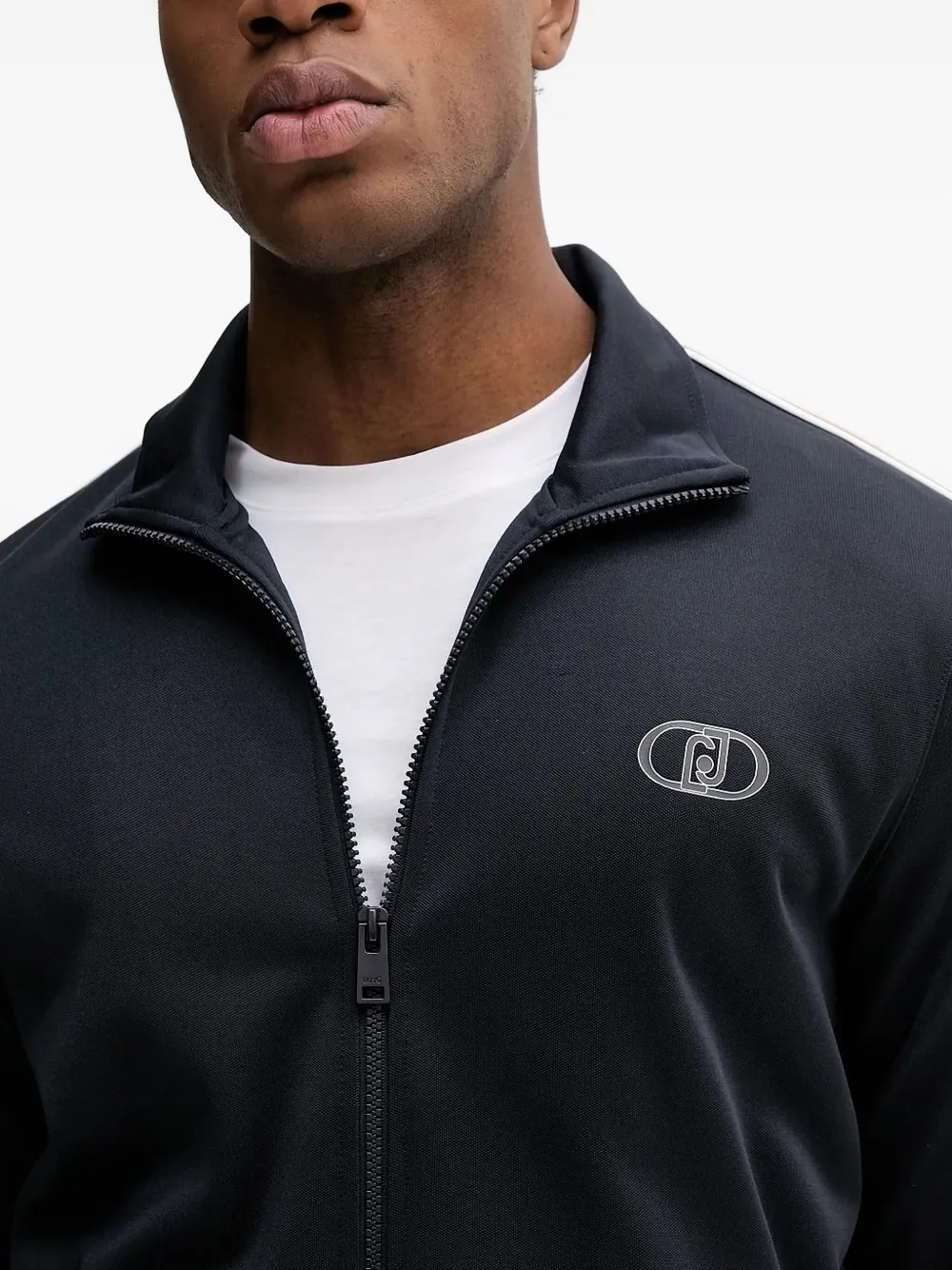 LIU JO stripe-detail zip-up track sweatshirt Zwart