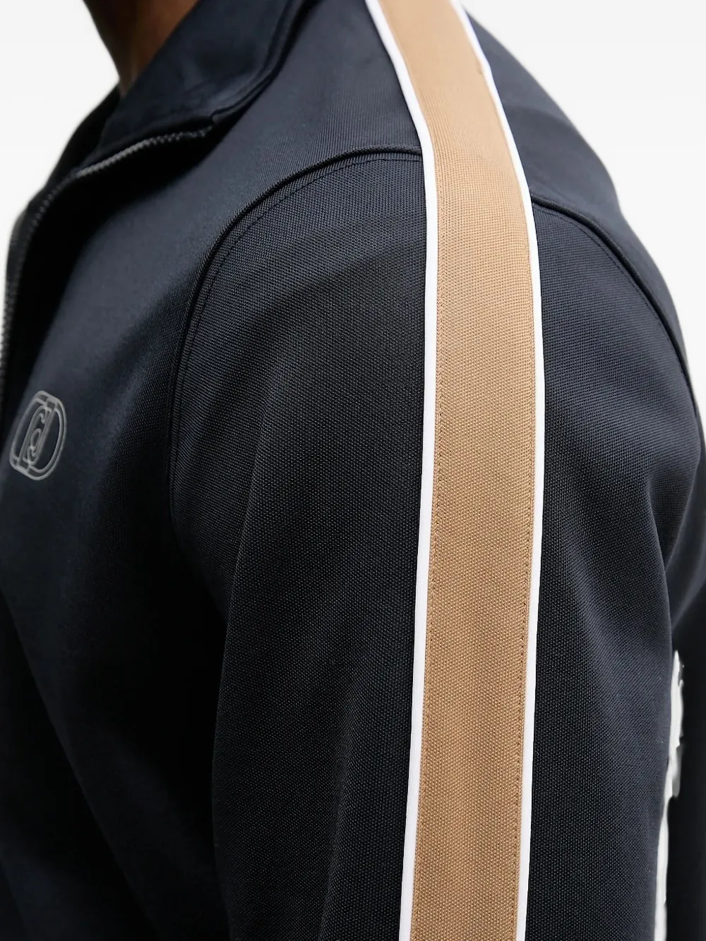 LIU JO stripe-detail zip-up track sweatshirt Zwart