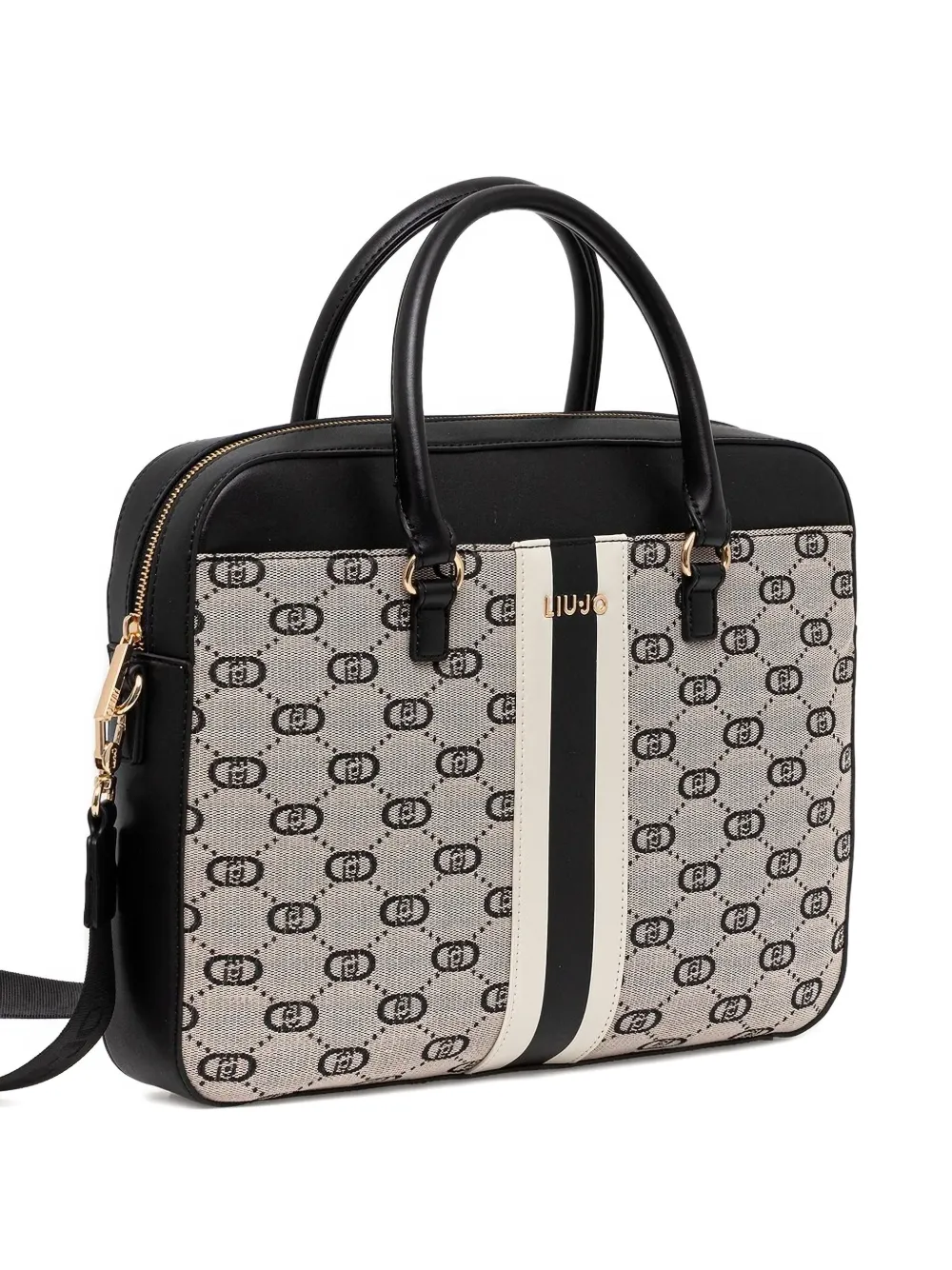 LIU JO monogram stripe laptop bag - ブラック LIU JO monogram stripe laptop bag - ブラック