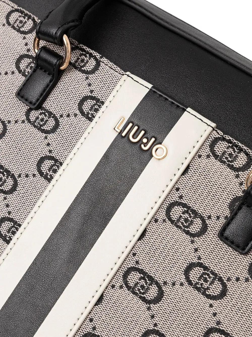 LIU JO Laptoptas met monogramstreep Zwart