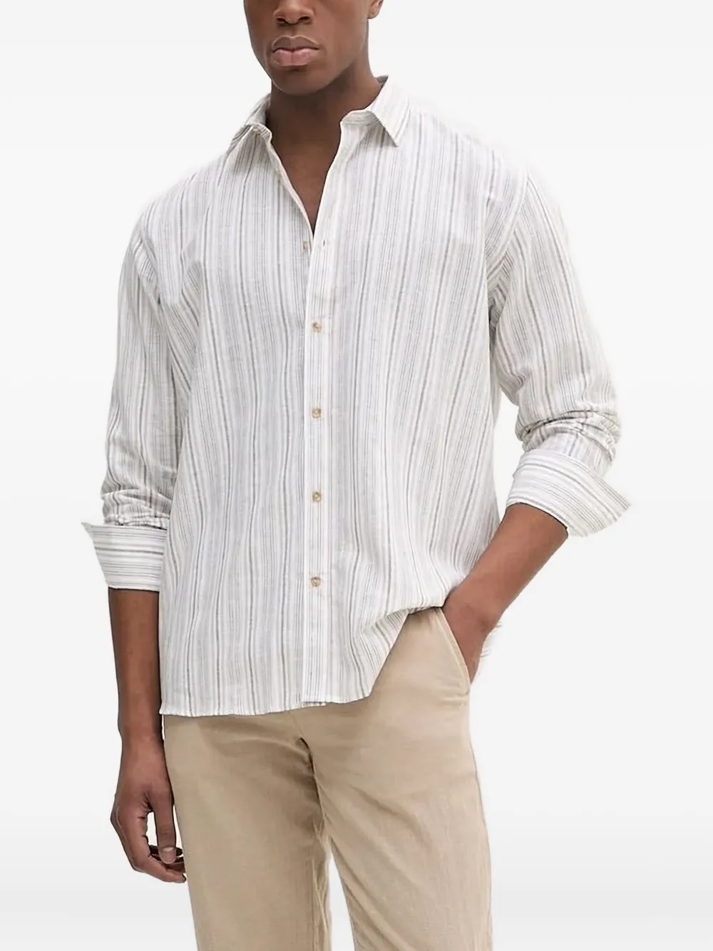 LIU JO stripe-pattern shirt Beige