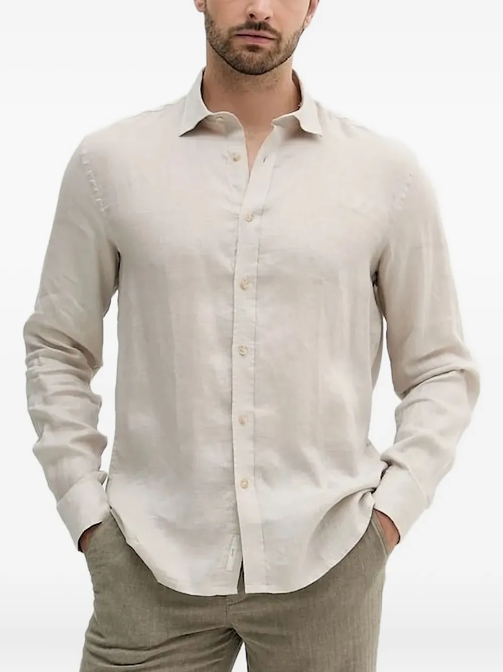 LIU JO long-sleeve linen shirt Wit