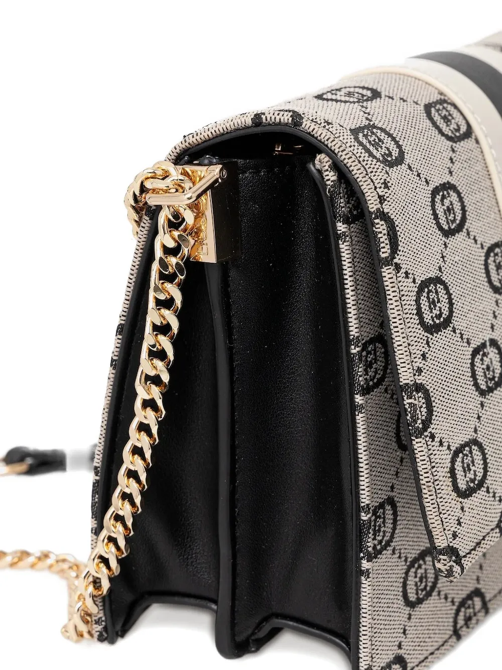 Liu •jo Monogram Stripe Cross Body Bag In Black