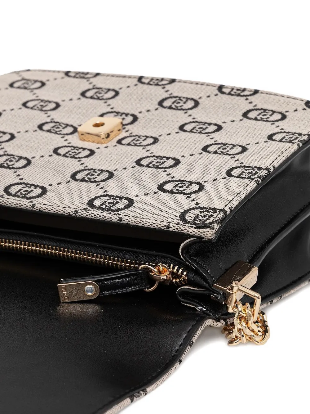Liu •jo Monogram Stripe Cross Body Bag In Black