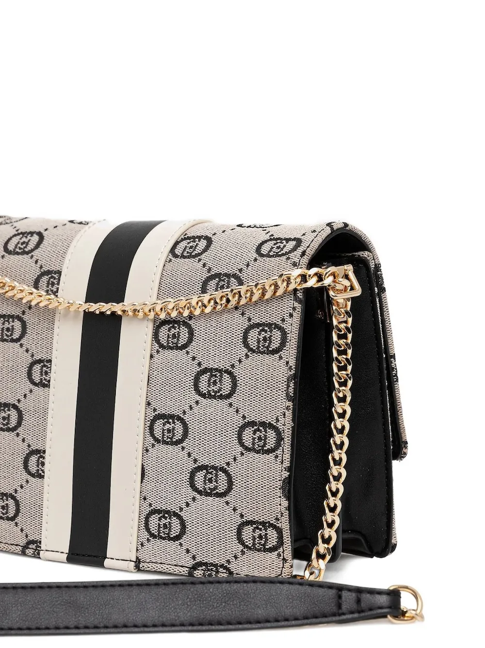 Liu •jo Monogram Stripe Cross Body Bag In Black