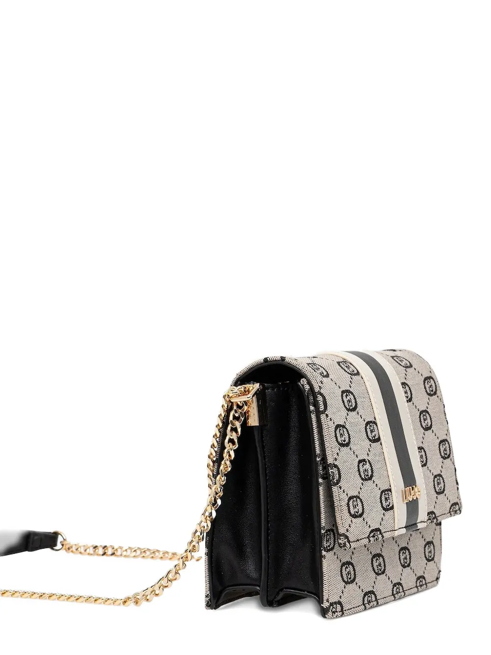 Liu •jo Monogram Stripe Cross Body Bag In Black