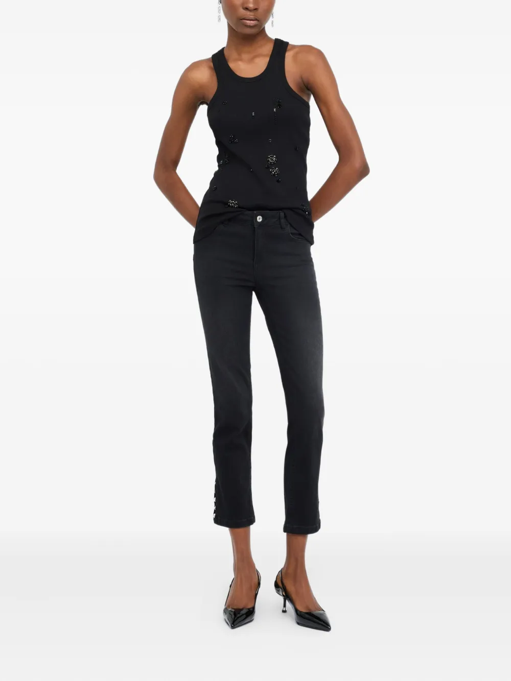 LIU JO rhinestone-embellished jeans Zwart
