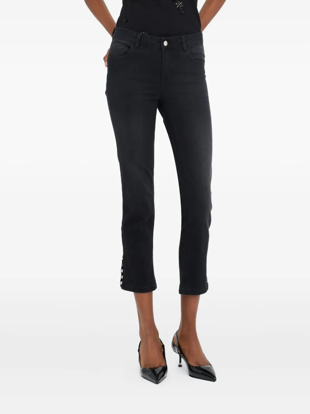 LIU JO rhinestone-embellished jeans Zwart