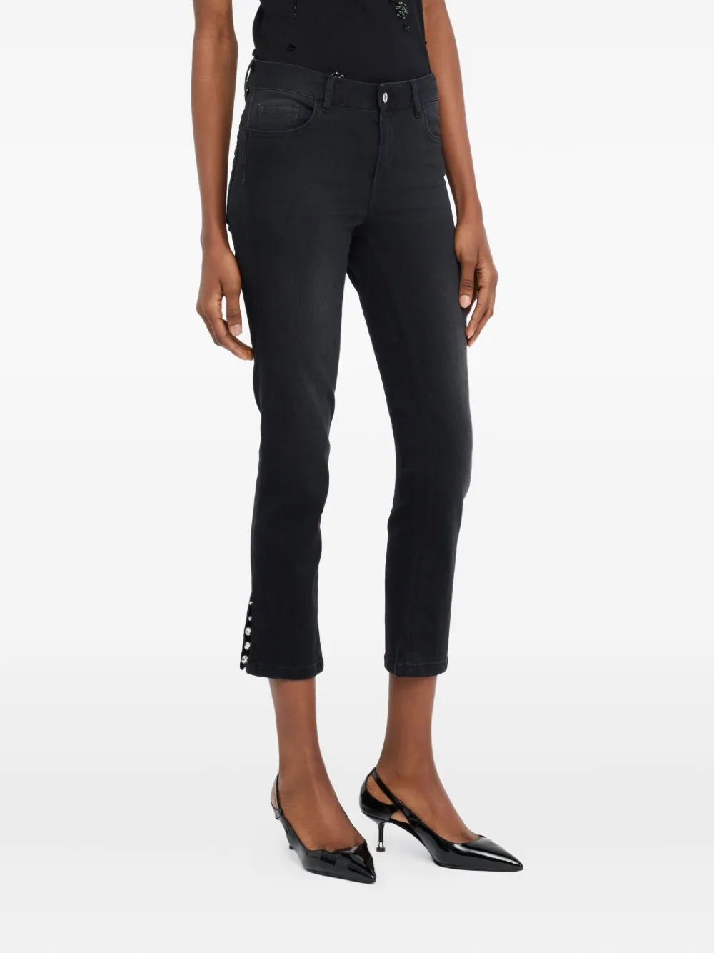 LIU JO rhinestone-embellished jeans Zwart