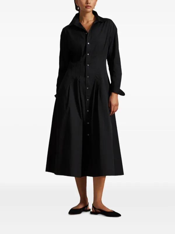 strapless open back dress Long-sleeve midi dress with color-block pleated skirt – AURORA – missodd.com main image 1