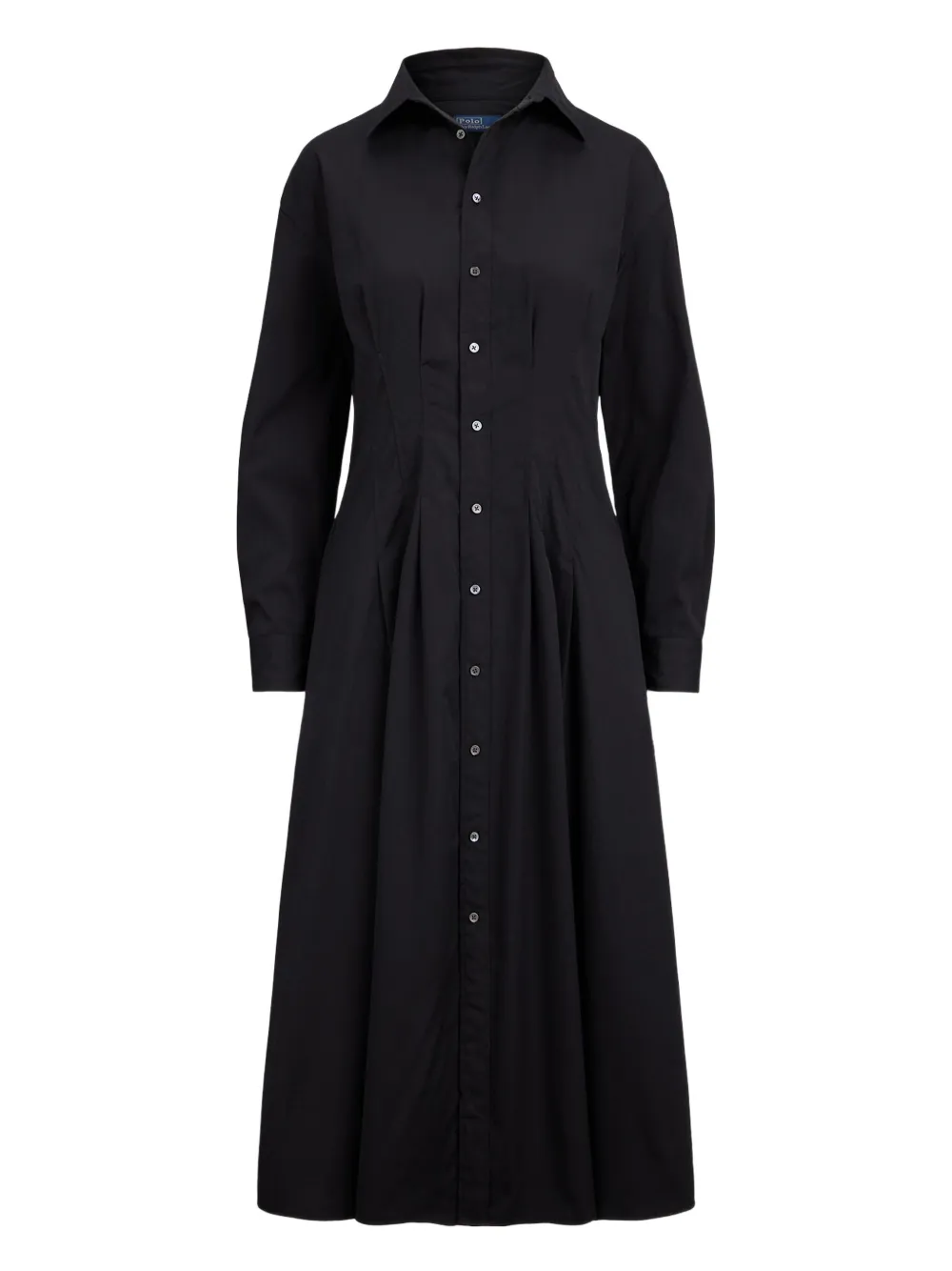 Polo Ralph Lauren collared pleated shirt midi  dress | Black | Image 1