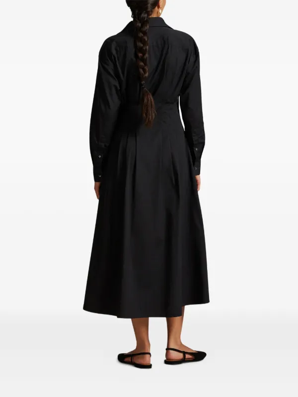 Polo Ralph Lauren Collared Pleated Shirt Midi Dress | Black | FARFETCH Polo Ralph Lauren Collared Pleated Shirt Midi Dress | Black | FARFETCH