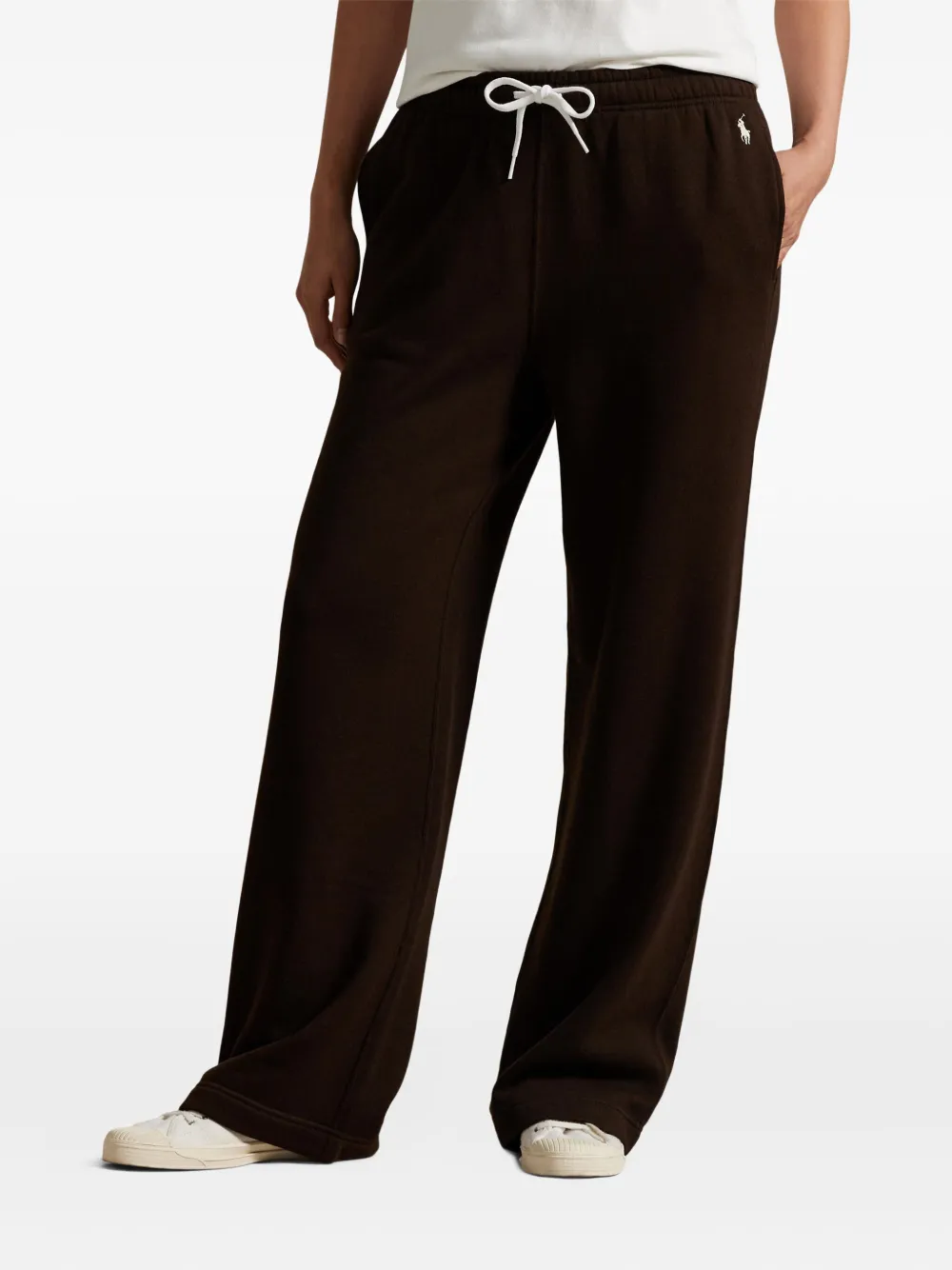 Polo Ralph Lauren Cotton-blend Jersey Wide-leg Track Pants In Brown