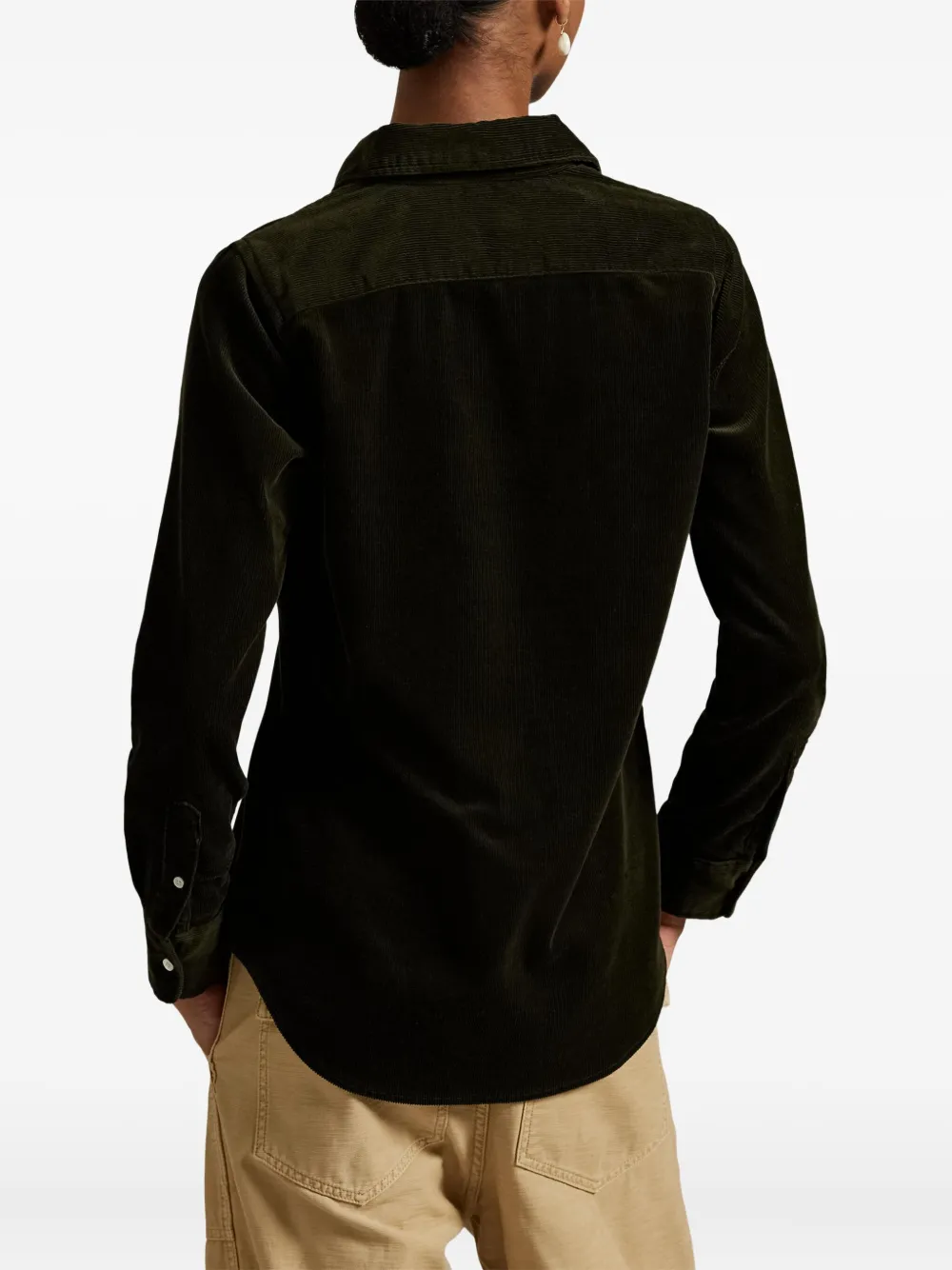Polo Ralph Lauren Ribfluwelen blouse met lange mouwen en kraag Groen