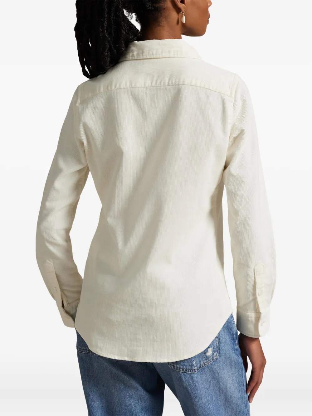 Polo Ralph Lauren Corduroy Long-sleeve Collared Shirt In White