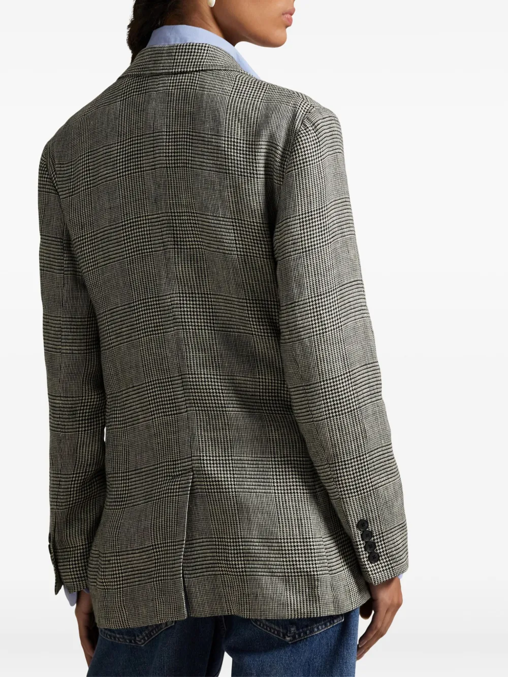 Polo Ralph Lauren Geruite linnen blazer Grijs