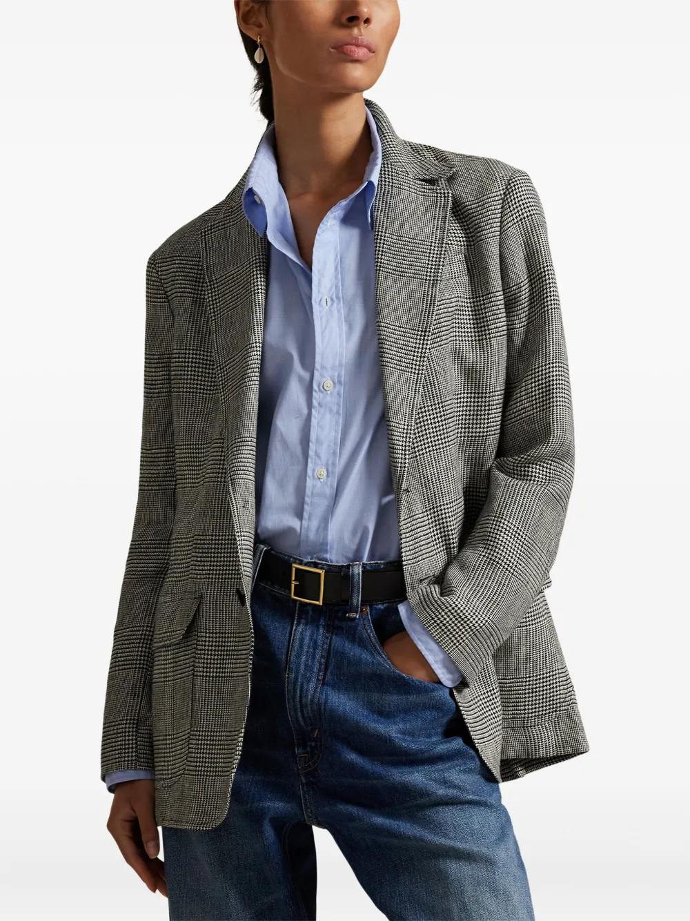 Polo Ralph Lauren Geruite linnen blazer Grijs