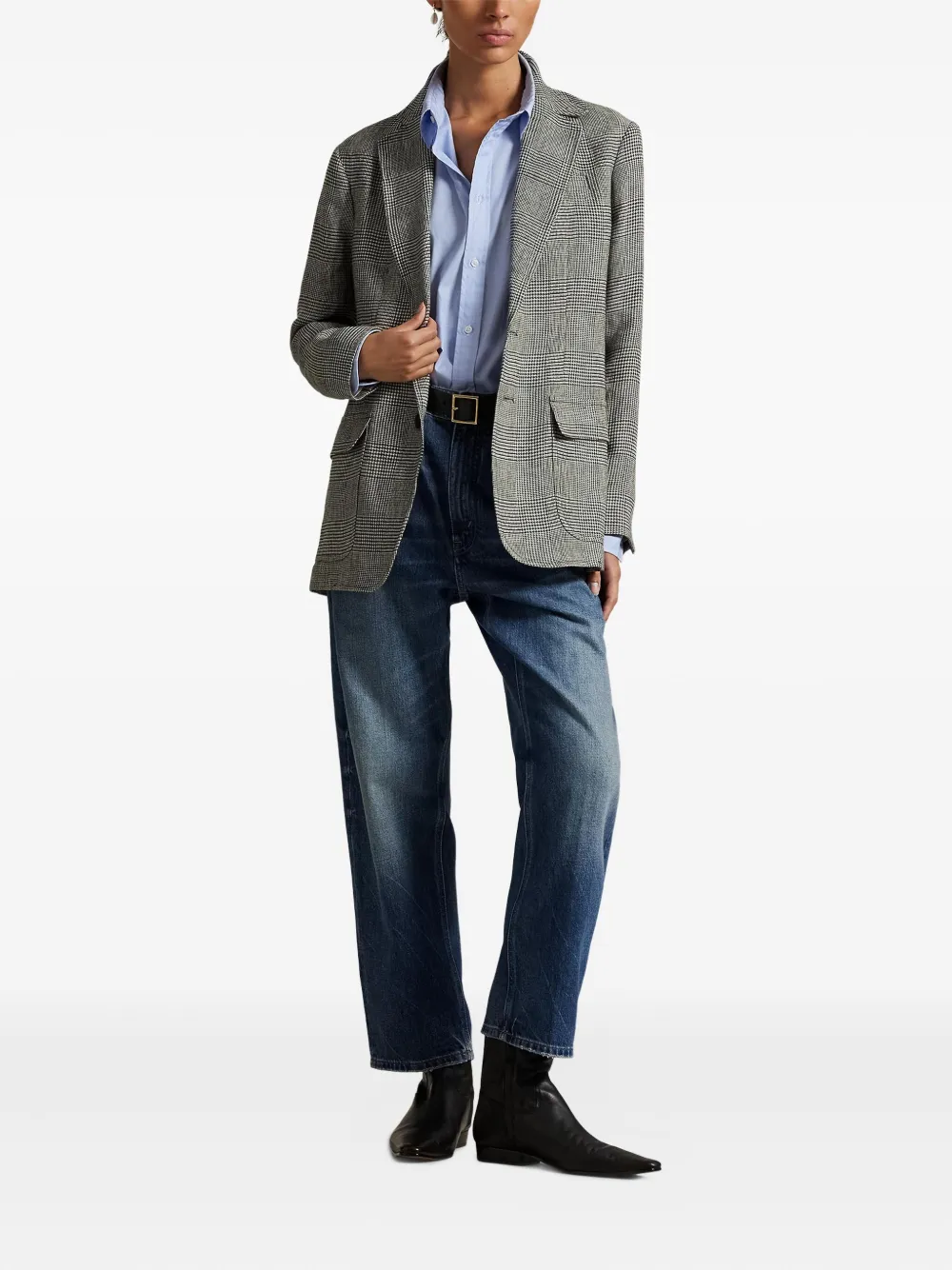 Polo Ralph Lauren Geruite linnen blazer Grijs