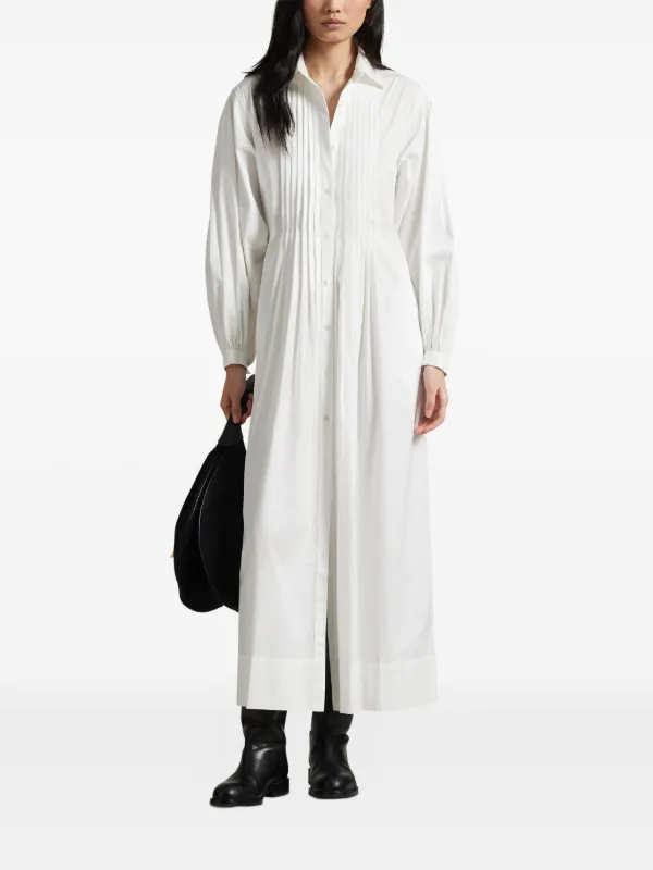 strapless open back dress Wide-Pleated Shirt Dress in White main image 1