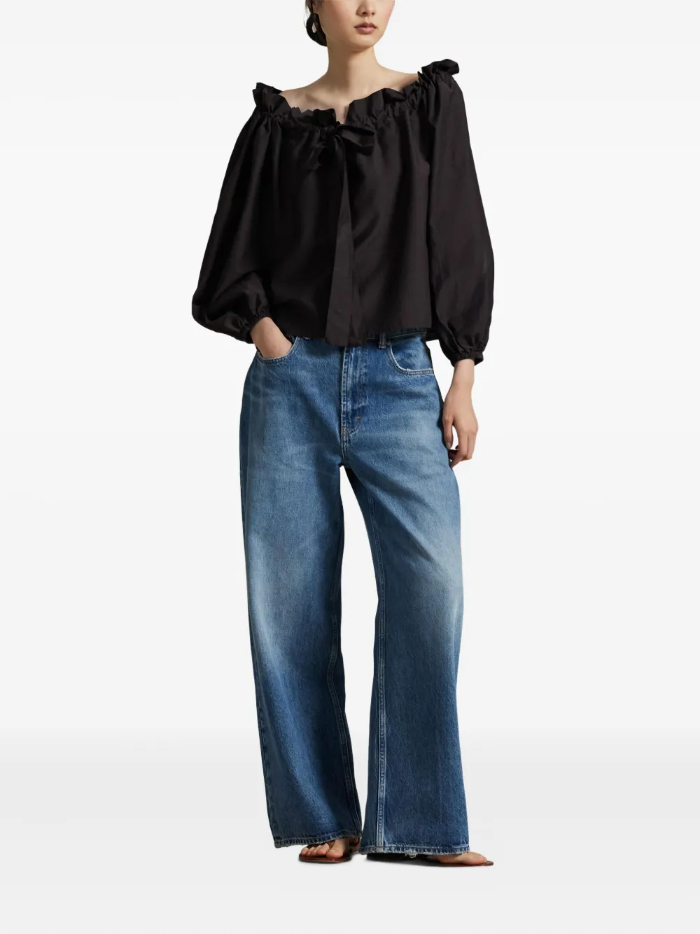 Polo Ralph Lauren Blouse met pofmouwen Bruin