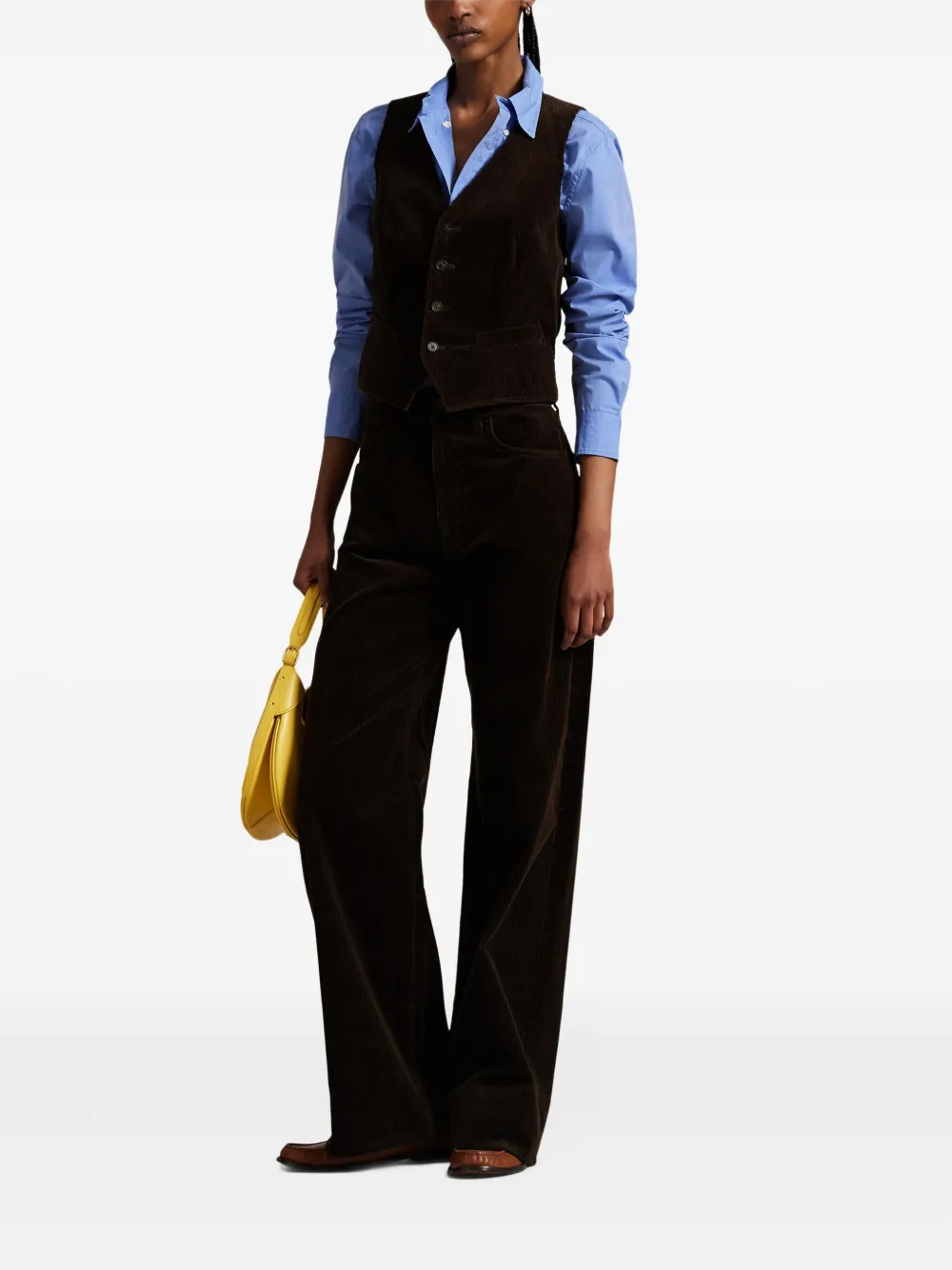 Polo Ralph Lauren Ribfluwelen button-up gilet Bruin