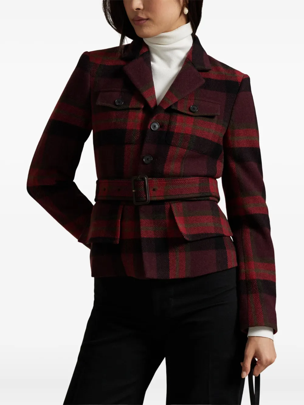 Polo Ralph Lauren Wool Blend Woven Blazer 1967 Red Multi Plaid In Red