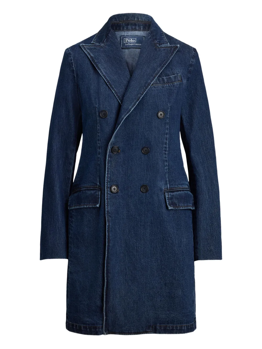 Polo Ralph Lauren Denim Double-breasted Coat In Blue