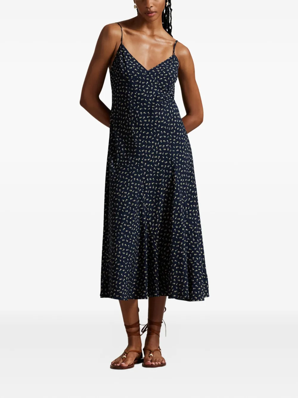 Polo Ralph Lauren Midi-jurk met bloemenprint Blauw