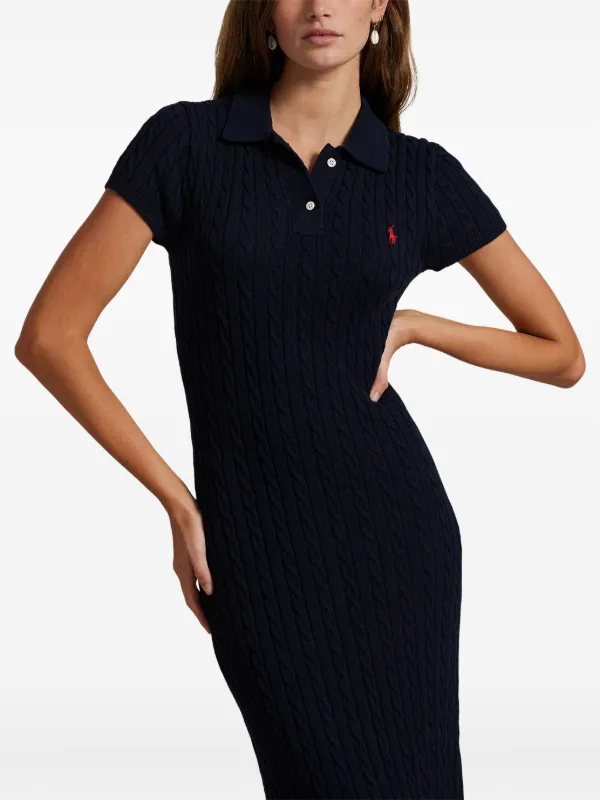 Polo Ralph Lauren ケーブルニット ポロワンピース | ブルー | FARFETCH JP