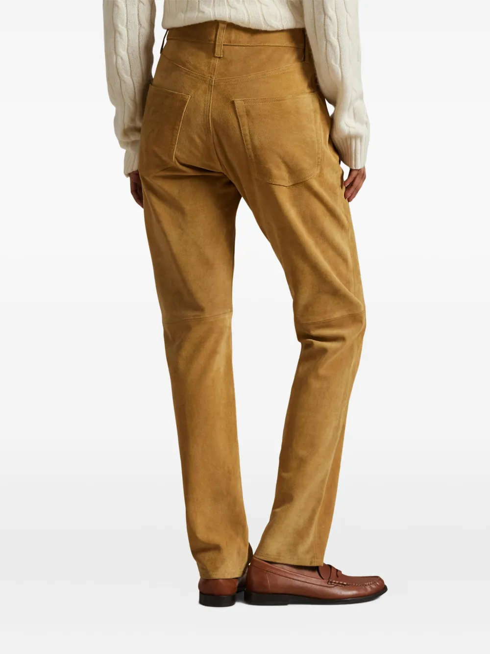 Polo Ralph Lauren Suede Panelled Trousers In Yellow
