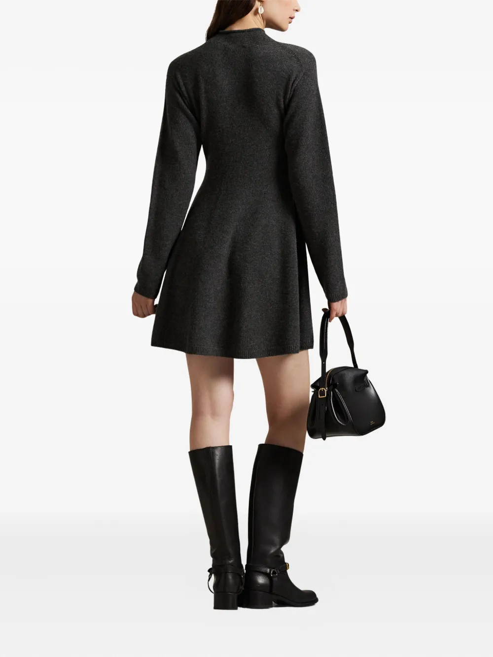 Polo Ralph Lauren High-neck Knitted Dress In Animal Print