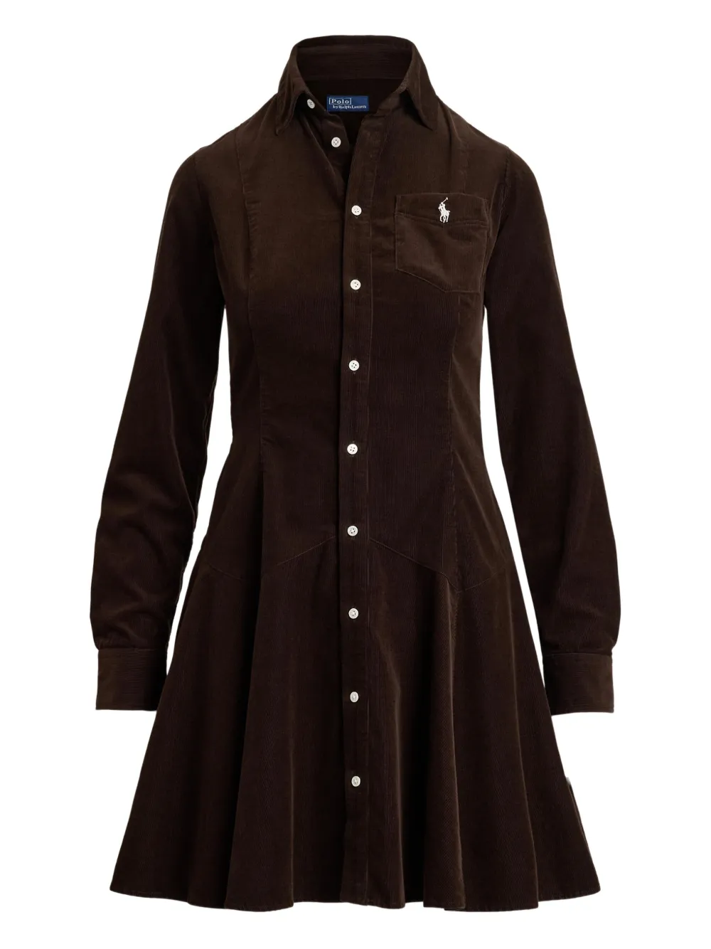 Polo Ralph Lauren Button-up ribfluwelen mini-jurk Zwart