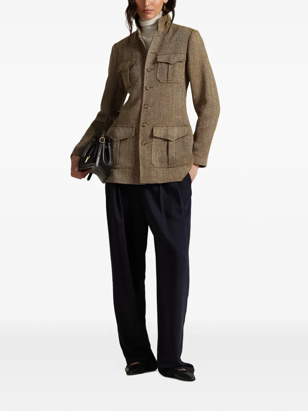 Polo Ralph Lauren Button-up jack met visgraatpatroon Bruin