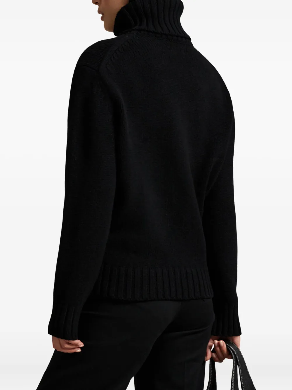 Polo Ralph Lauren Polo-player Intarsia Wool Sweater In Black