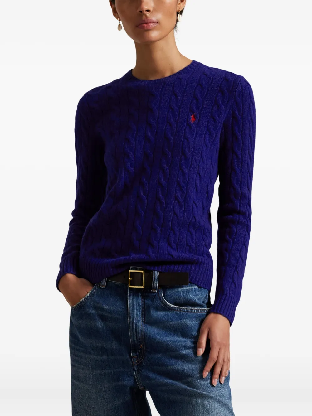 Polo Ralph Lauren Cable-knit Wool Pullover In Blue