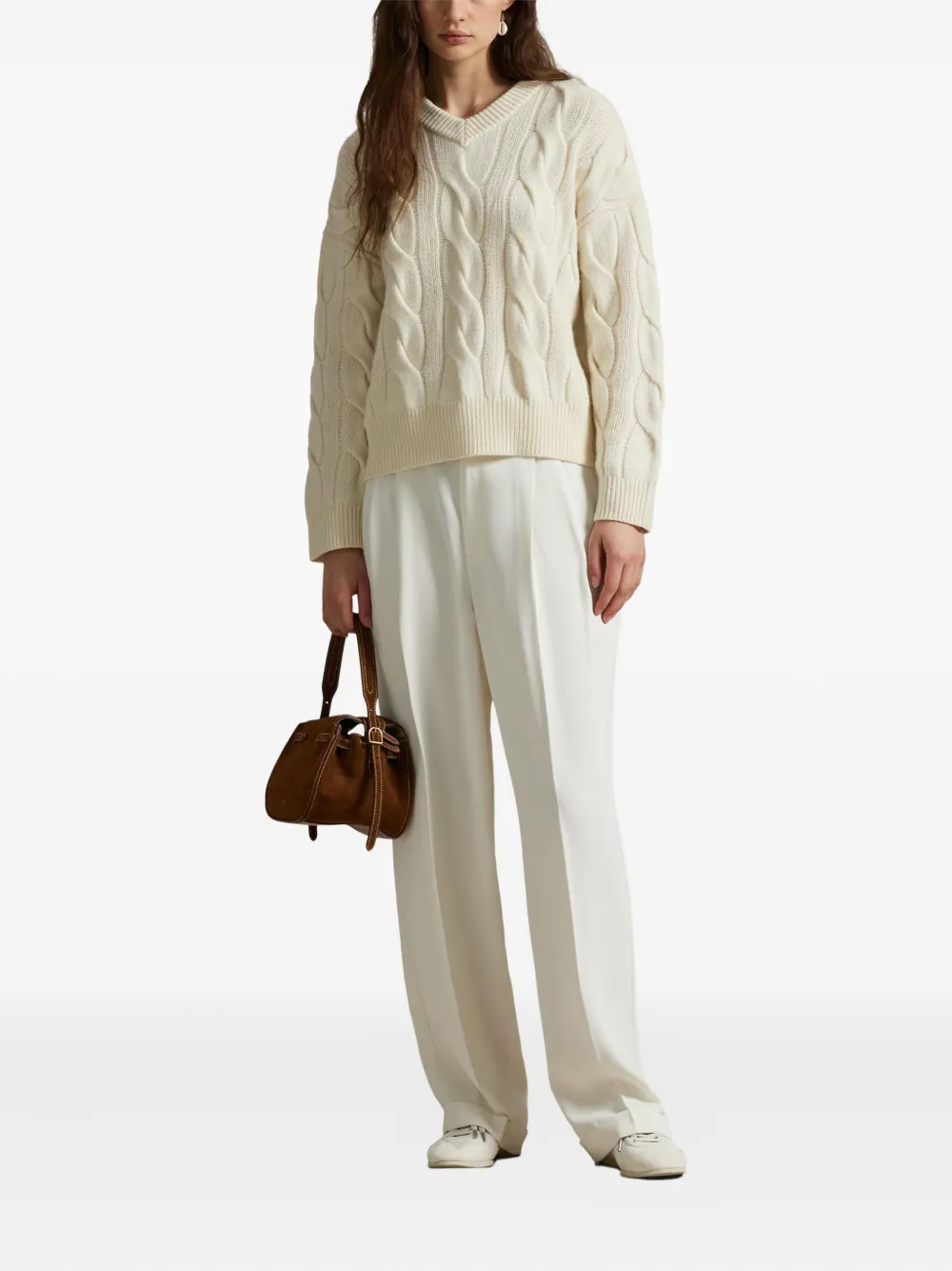 Polo Ralph Lauren cable-knit V-neck sweater | Knitted Sweaters | Image 2