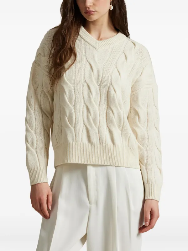 Polo Ralph Lauren Pullover Mit Zopfmuster Nude FARFETCH DE