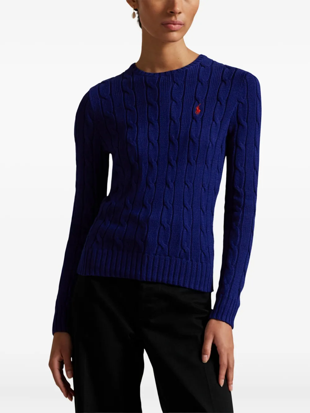Polo Ralph Lauren All-over Cable Knit Cashmere Blend Sweater In Blue