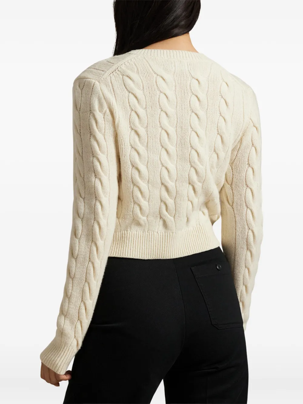 Polo Ralph Lauren Cropped Wool And Cashmere Blend Cardigan In Neutral