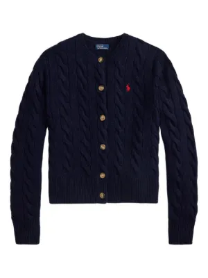 POLO RALPH LAUREN ネイビー ストライプ カーディガン M Polo Ralph Lauren cable-knit wool-cashmere Cardigan | Blue | FARFETCH