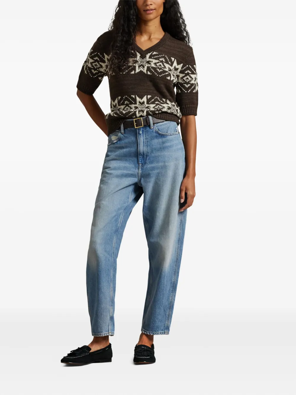 Polo Ralph Lauren Fairisle-pattern V-neck Sweater In Multi
